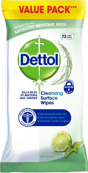 DETTOL CLEANSING SURFACE WIPES LIME & MINT